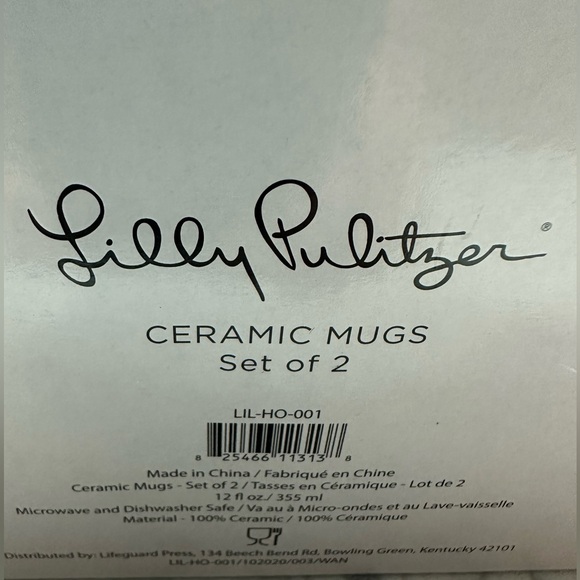 Lilly Pulitzer 12oz Ceramic Blue Floral Coffee Tea Mug Cup Gold Tone Accents - Picture 10 of 10